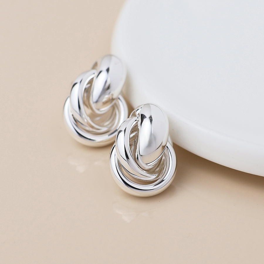 POM - Silver Plated Polished Knot Earrings
