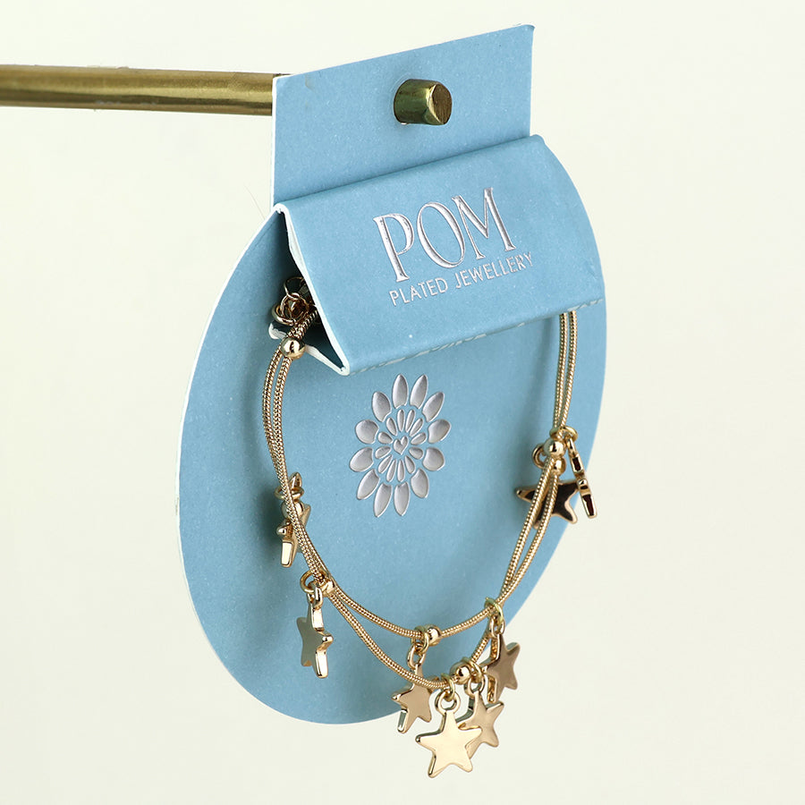 POM - Stardust Golden Double Strand Star Drops Bracelet