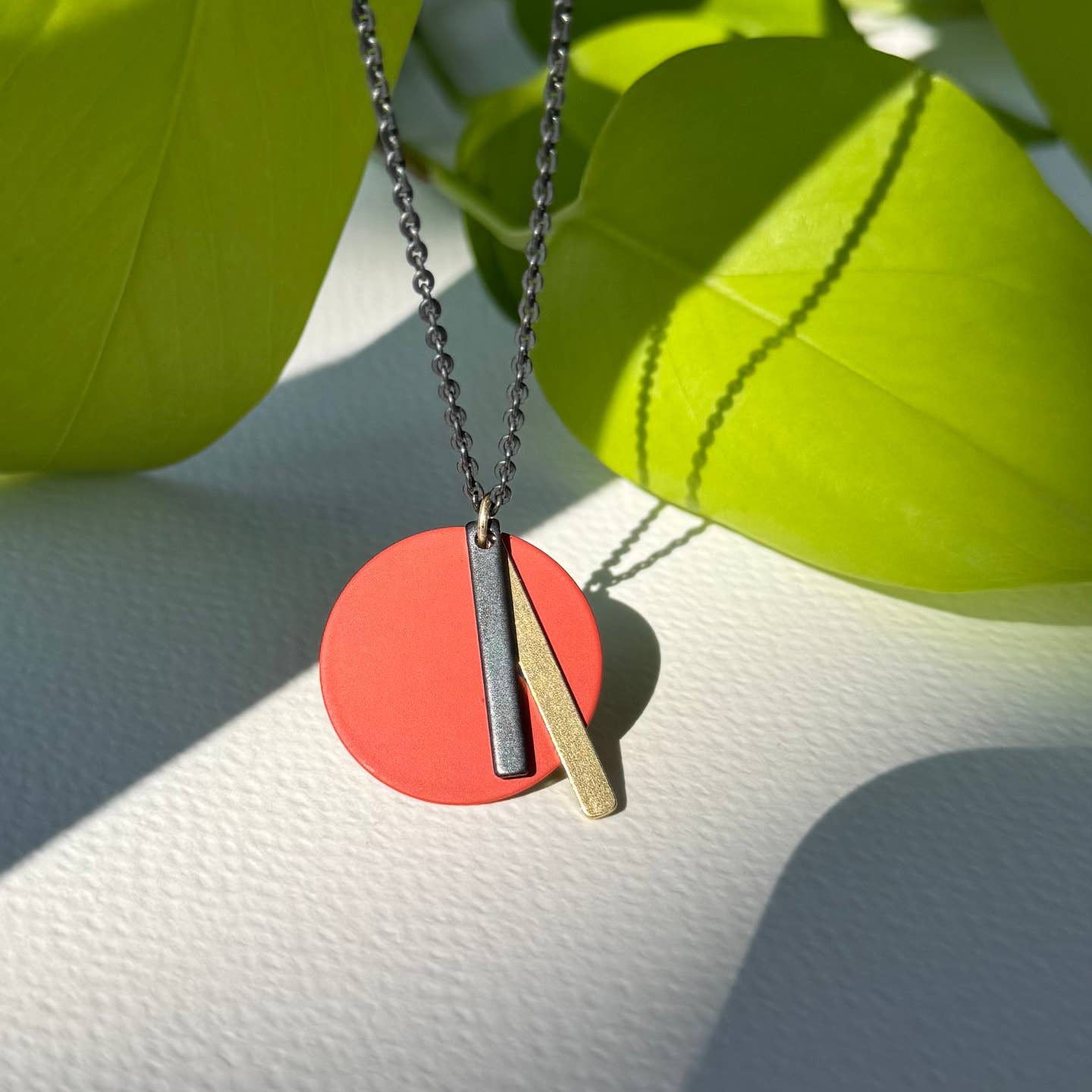 Bauhaus Geometric Shapes Pendant Intersect Necklace