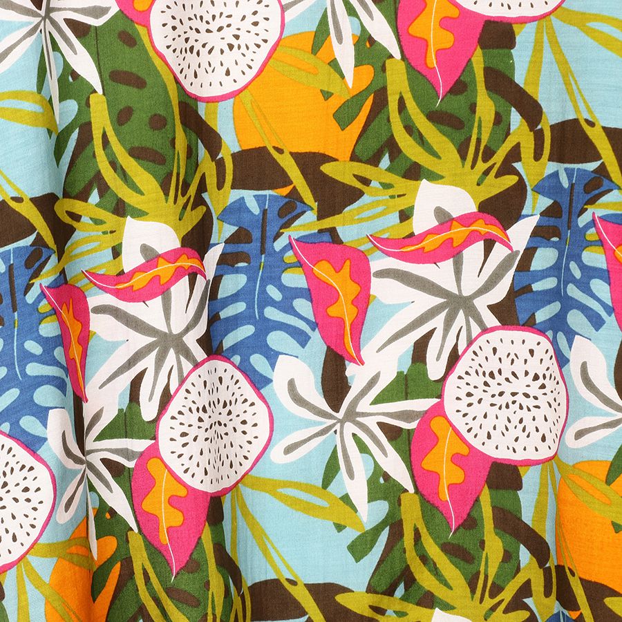 Tropical Flower & Dragonfruit Print Kimono