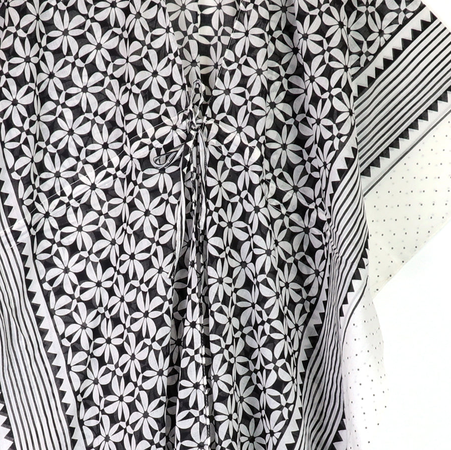 POM - Monochrome Graphic Repeat Print Cotton Kaftan