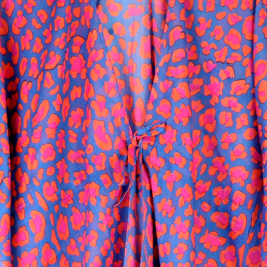 POM - Blue & Pink Camo Print Cotton Kaftan