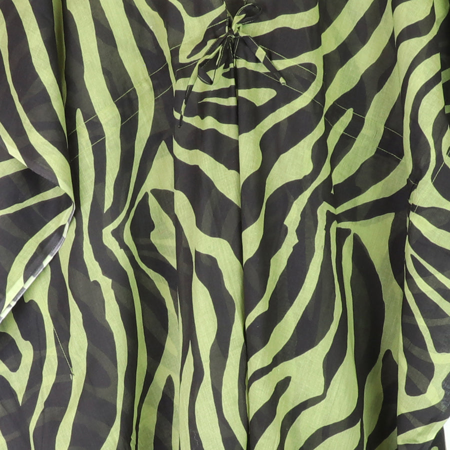 POM - Black & Green Zebra Print Cotton Kaftan