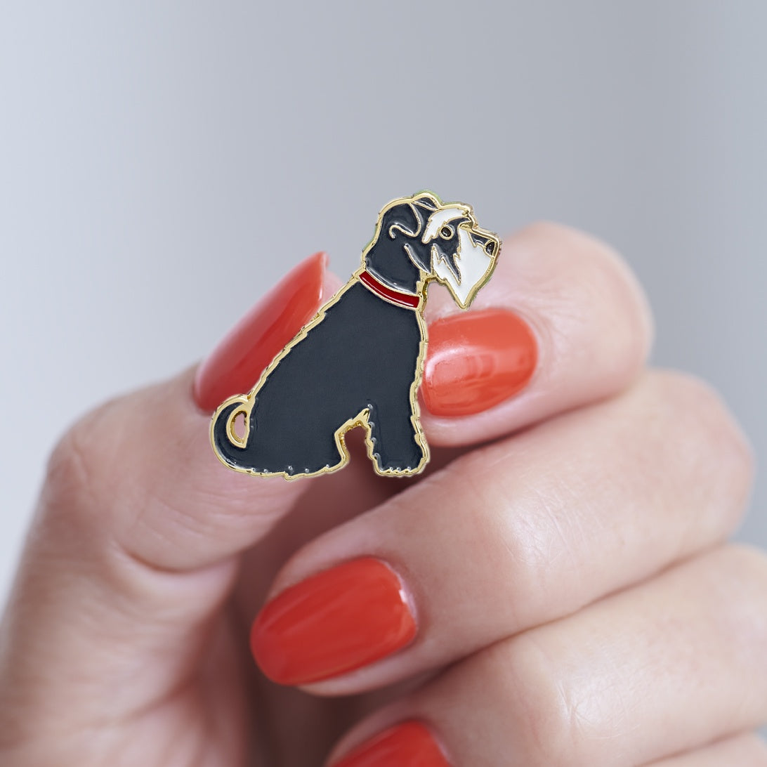 Grey Schnauzer Christmas Dog Pin