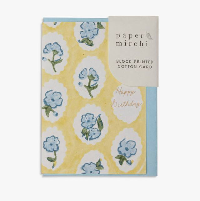Scallop Tiles Birthday Card - Hand Block Printed Greeting Card