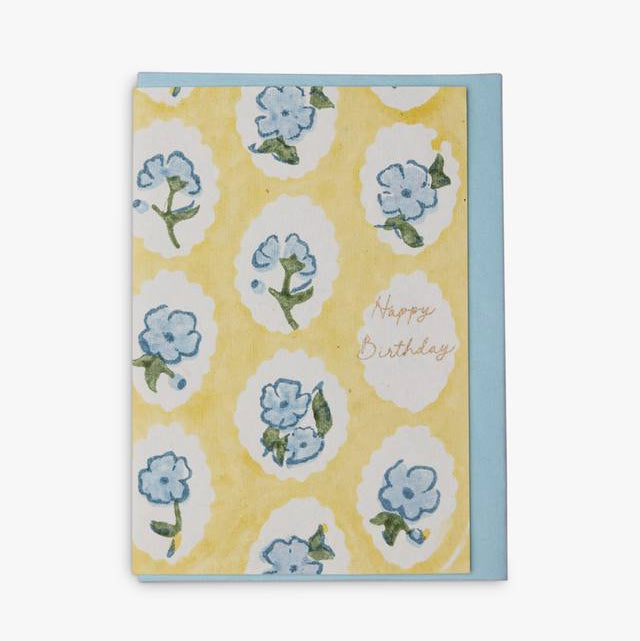 Scallop Tiles Birthday Card - Hand Block Printed Greeting Card