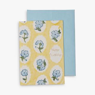 Scallop Tiles Birthday Card - Hand Block Printed Greeting Card
