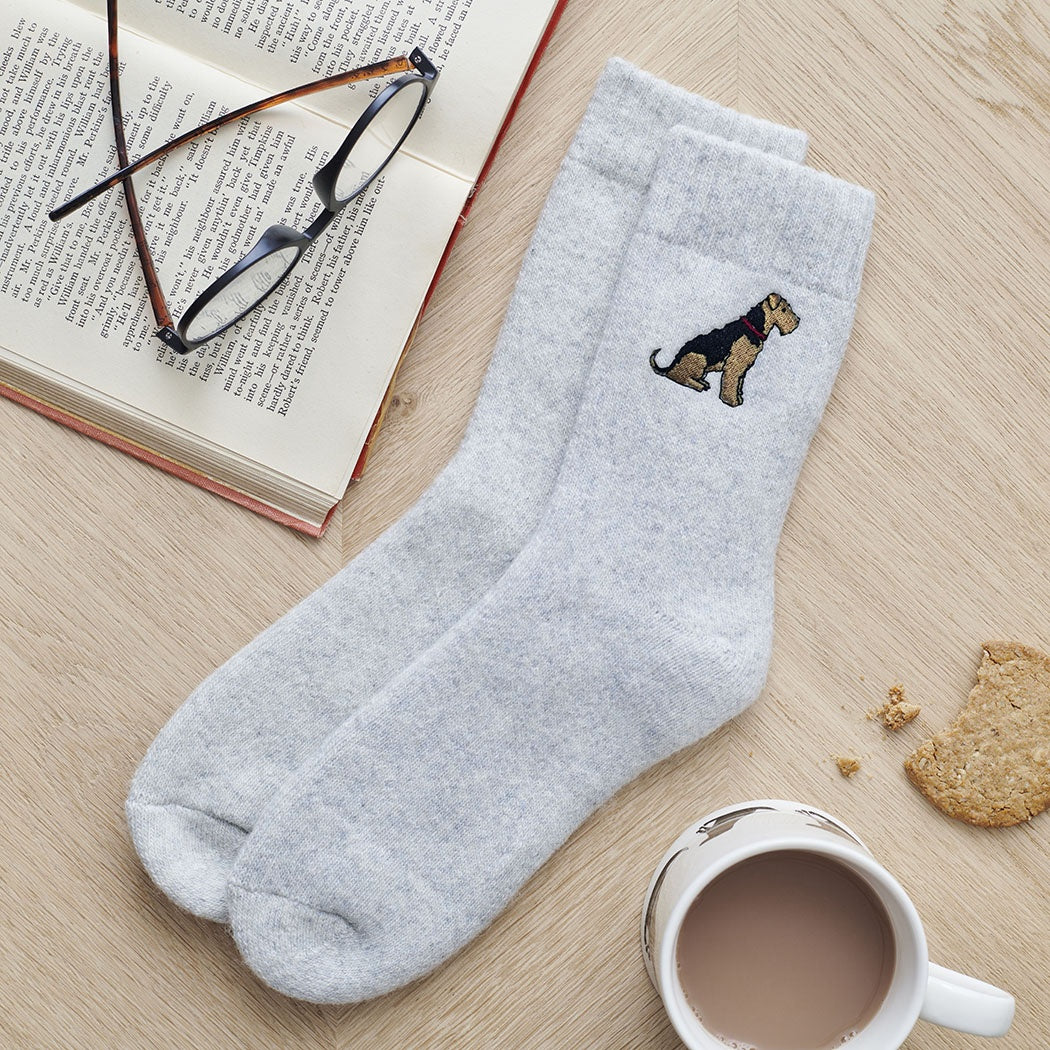 Sweet William Airedale/Lakeland/Welsh Terrier Dog Walking Socks