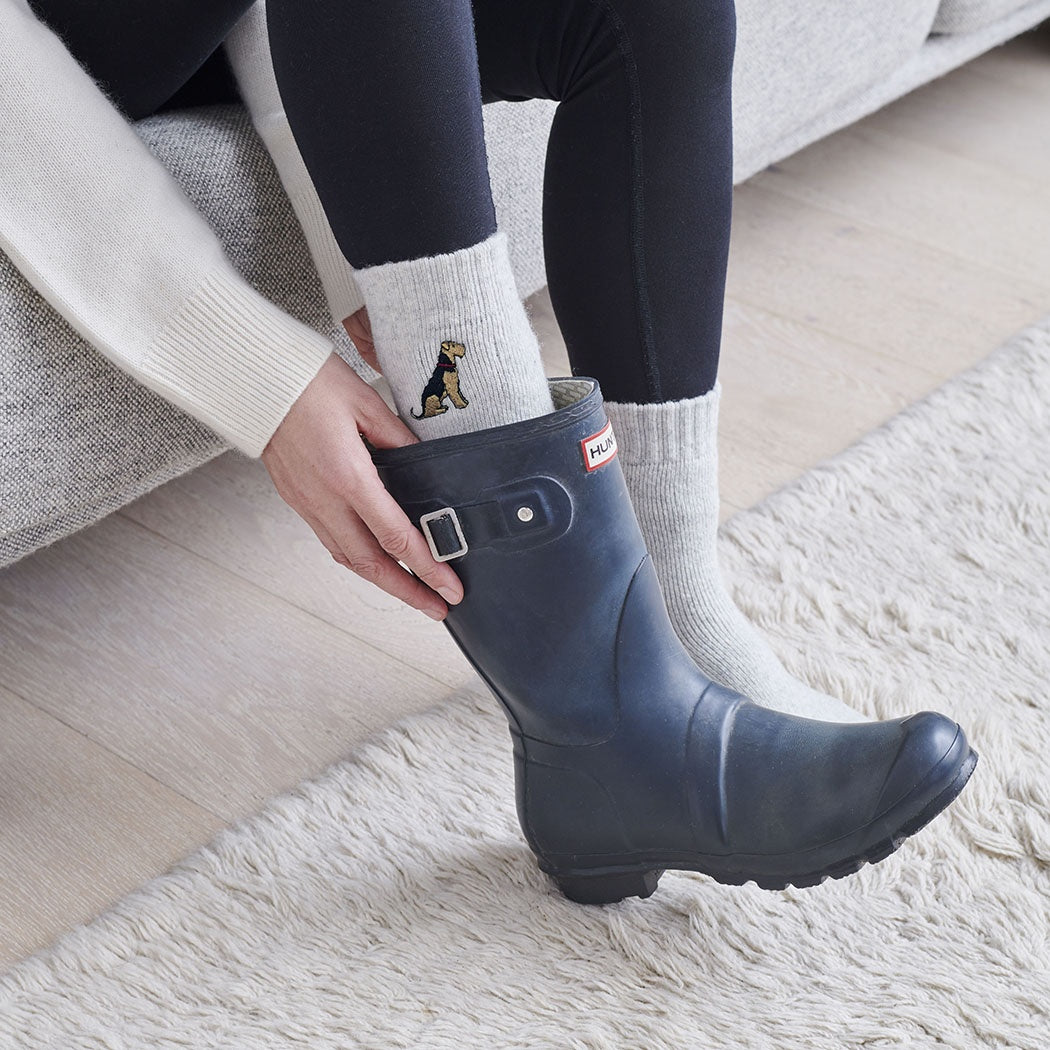 Sweet William Airedale/Lakeland/Welsh Terrier Dog Walking Socks