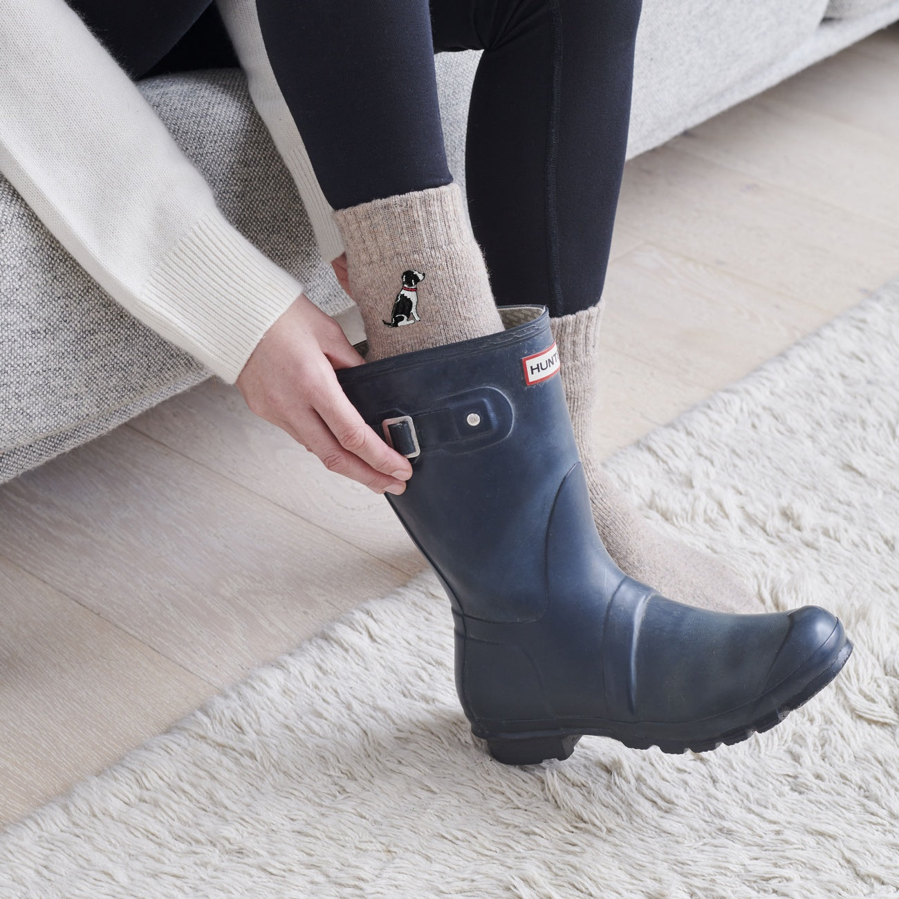 Sweet William - Springer Spaniel (Black & White) Dog Walking Socks
