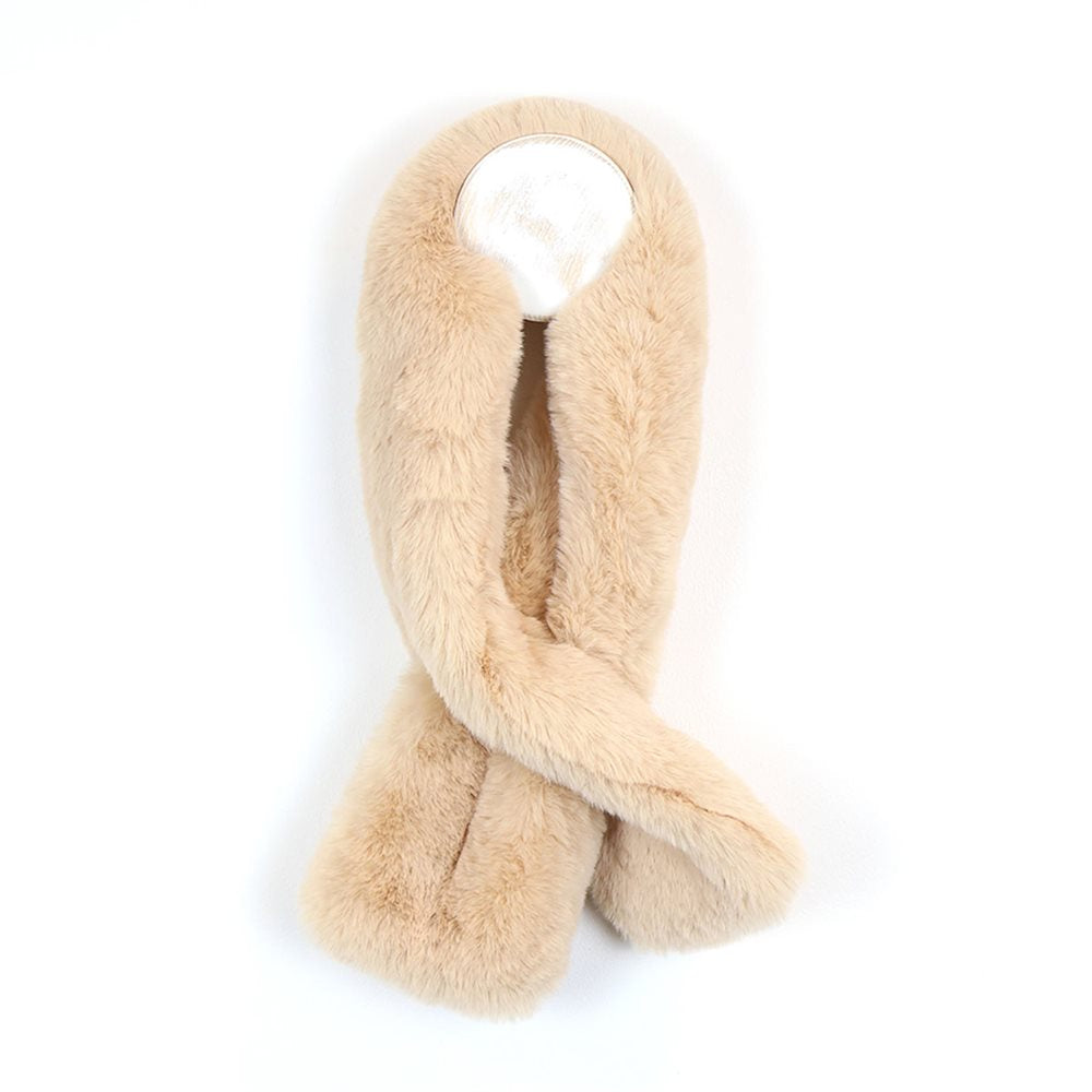 Cream Faux Fur Loop Through Scarf