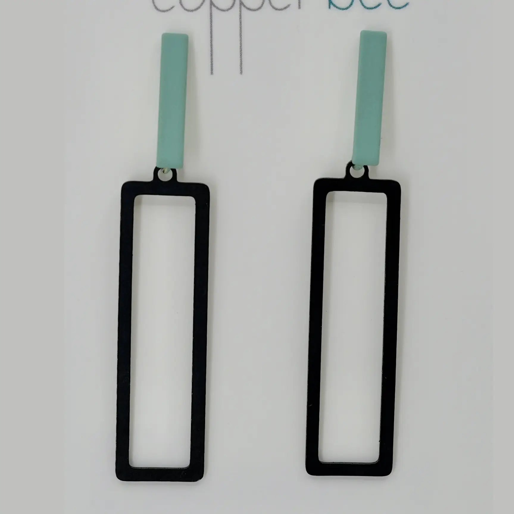 The Accent Collection Rectangle + Line Turquoise Earrings