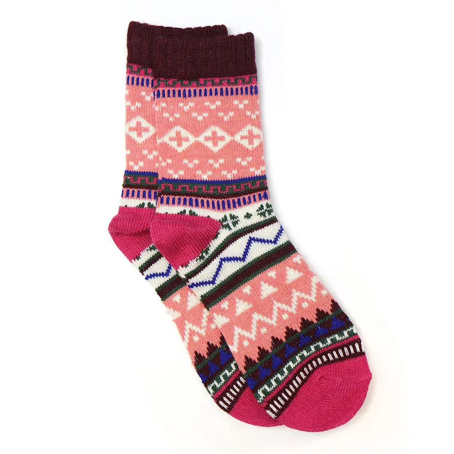 Coral Mix Nordic Knit Socks