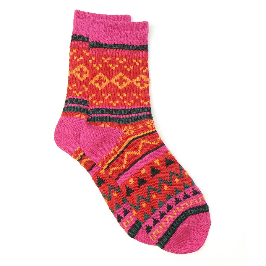 Red Mix Nordic Knit Socks