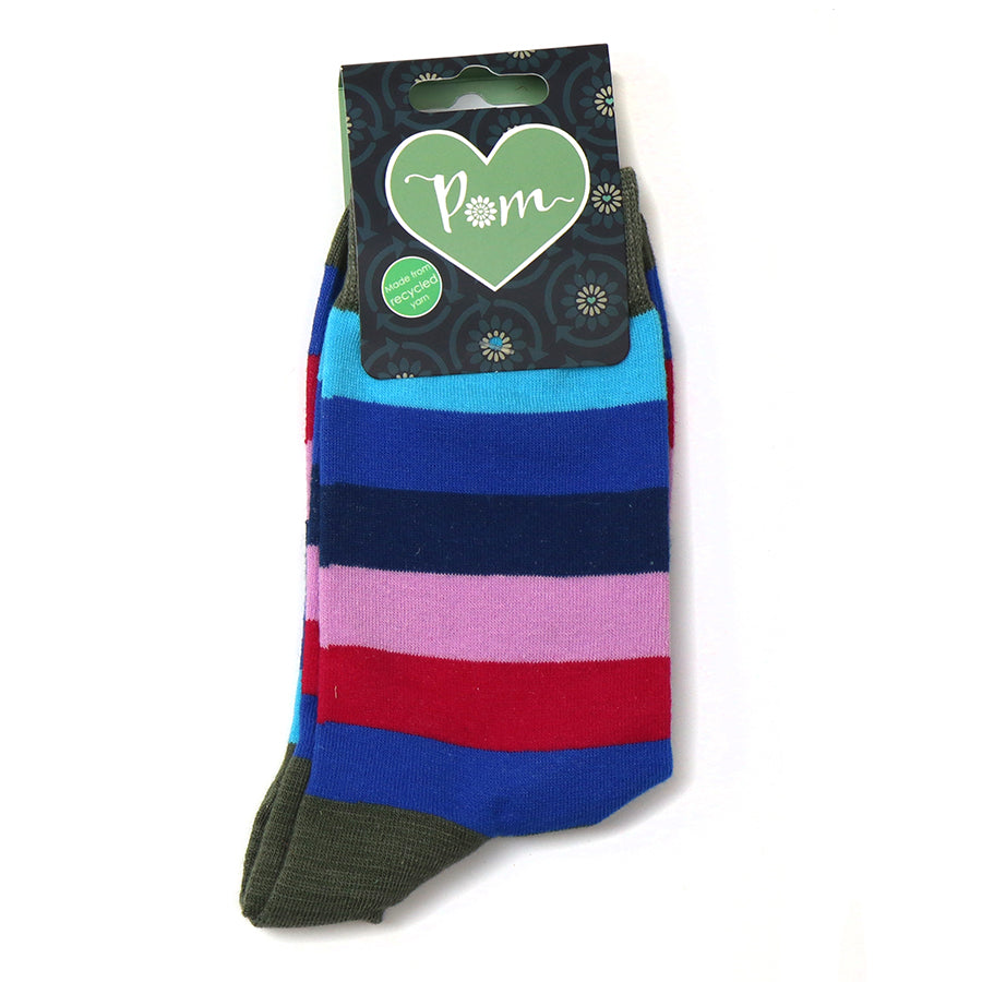 Blue Mix Striped Organic Cotton Blend Socks