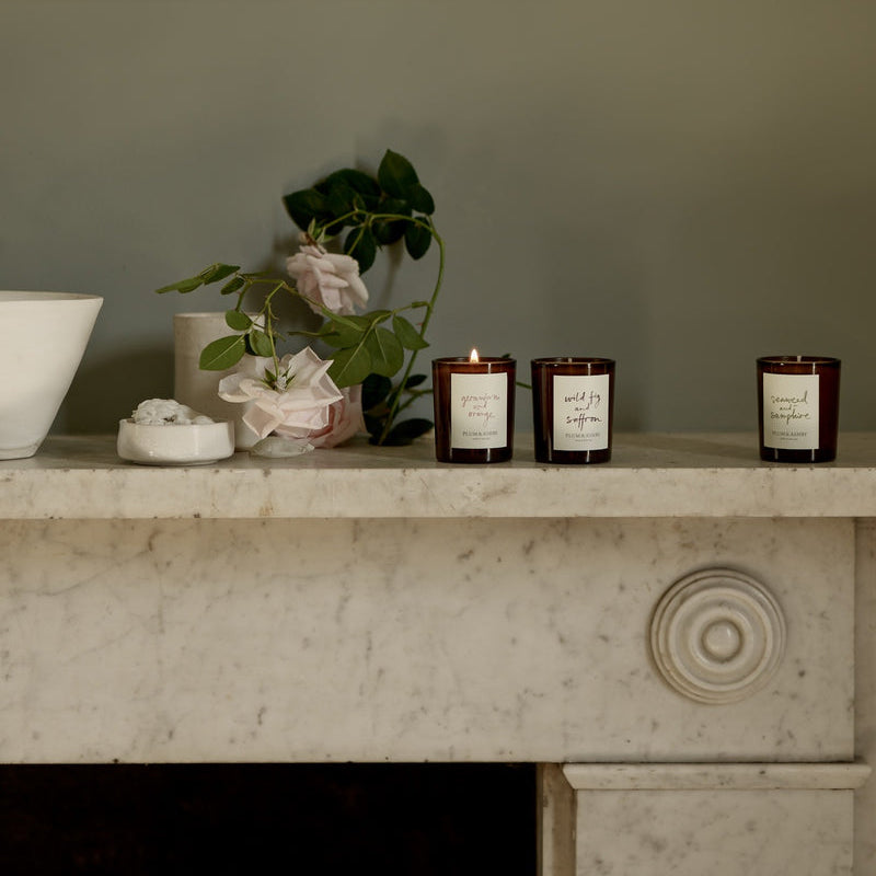 Plum & Ashby - Fresh, Floral, Amber Votive Candle Set