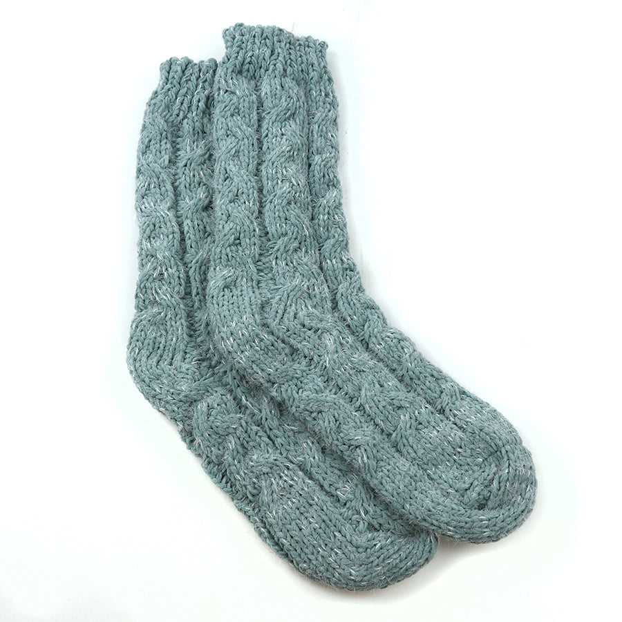 Seafoam Green Chunky Cable Knit Socks