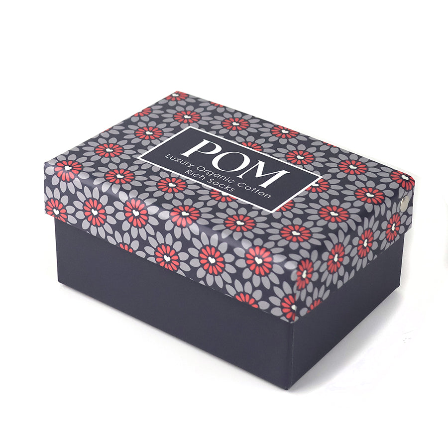 Bold Floral Navy/Green/Purple Boxed Set Recycled/Organic Cotton Blend Socks