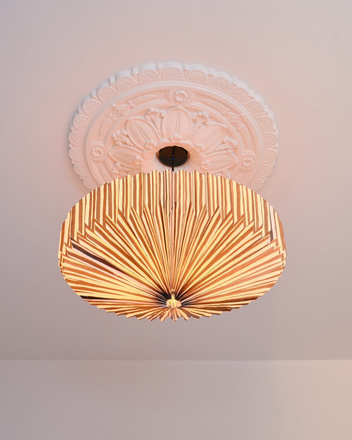 Origami Paper Lightshade Saucer 'Black Hand Drawn Stripes'