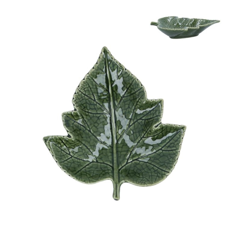 Ceramic Dish - Green Grape Leaf