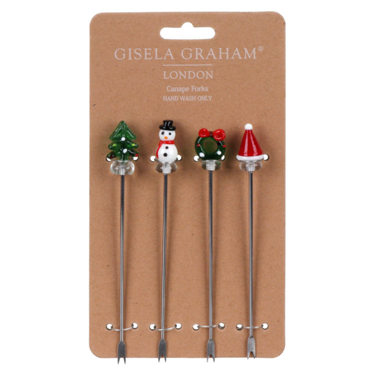 Gisela Graham - Pack of 4 Christmas Cocktail Forks