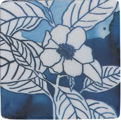 Set of 4 Resin Coasters - Ink Florals