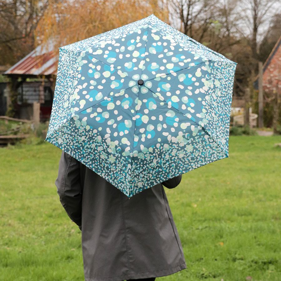 Teal Mix Dot Print Recycled Umbrella