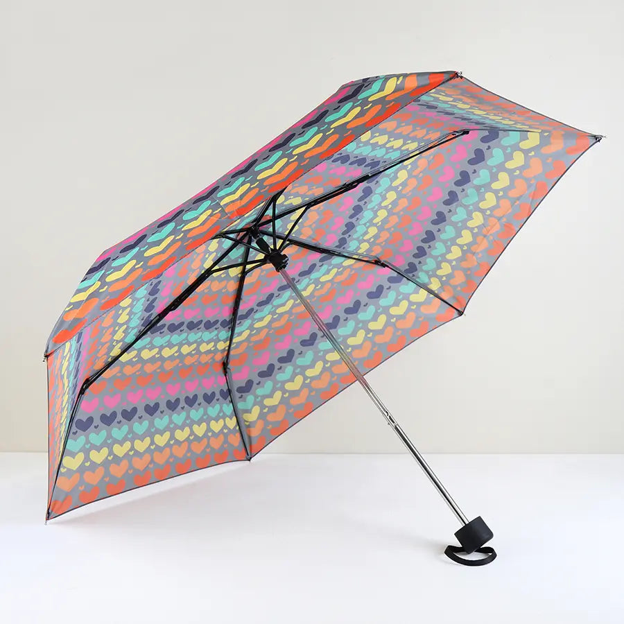 Rainbow Heart Print Recycled Umbrella