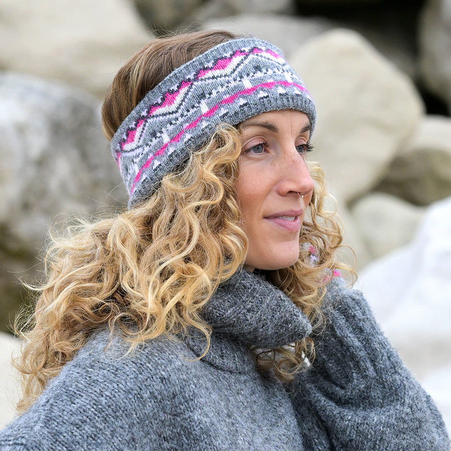 Recycled Blend Grey Mix Fair Isle Headband