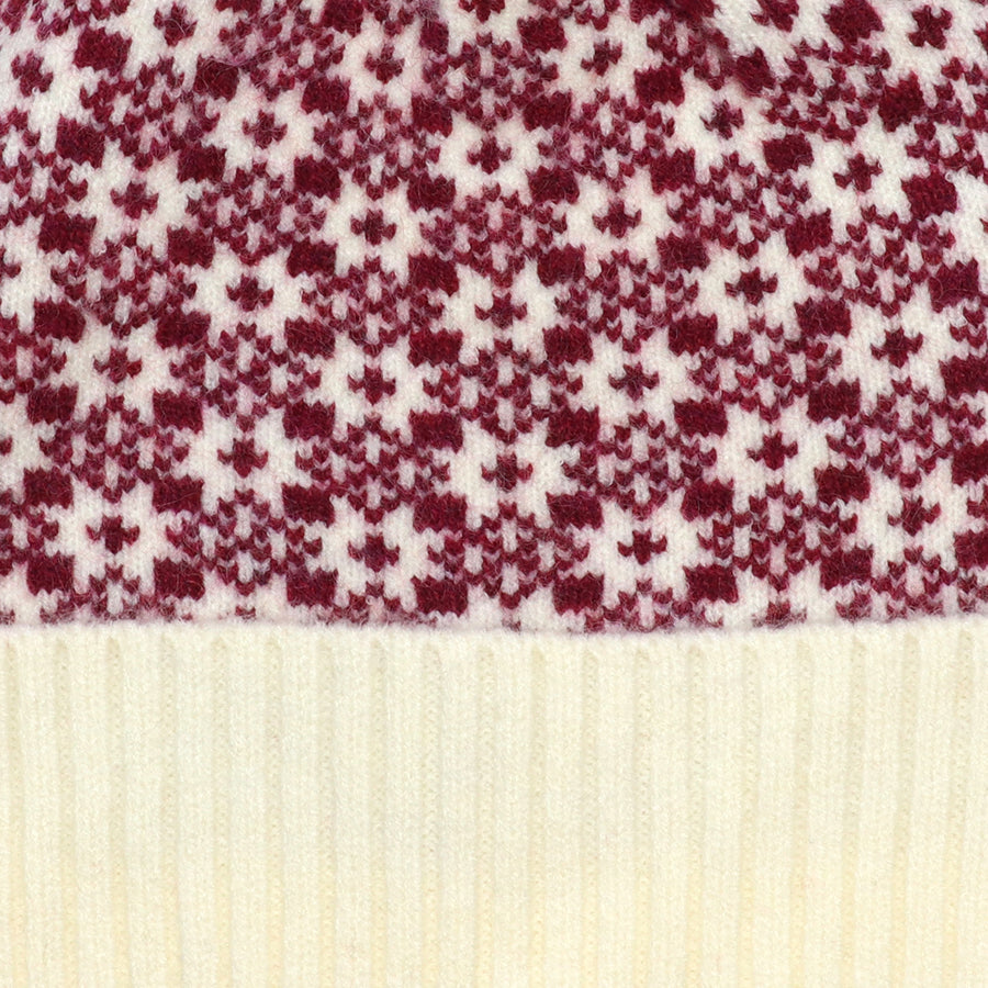 POM -Astrid Berry & Cream Scandi Star Knit Bobble Hat