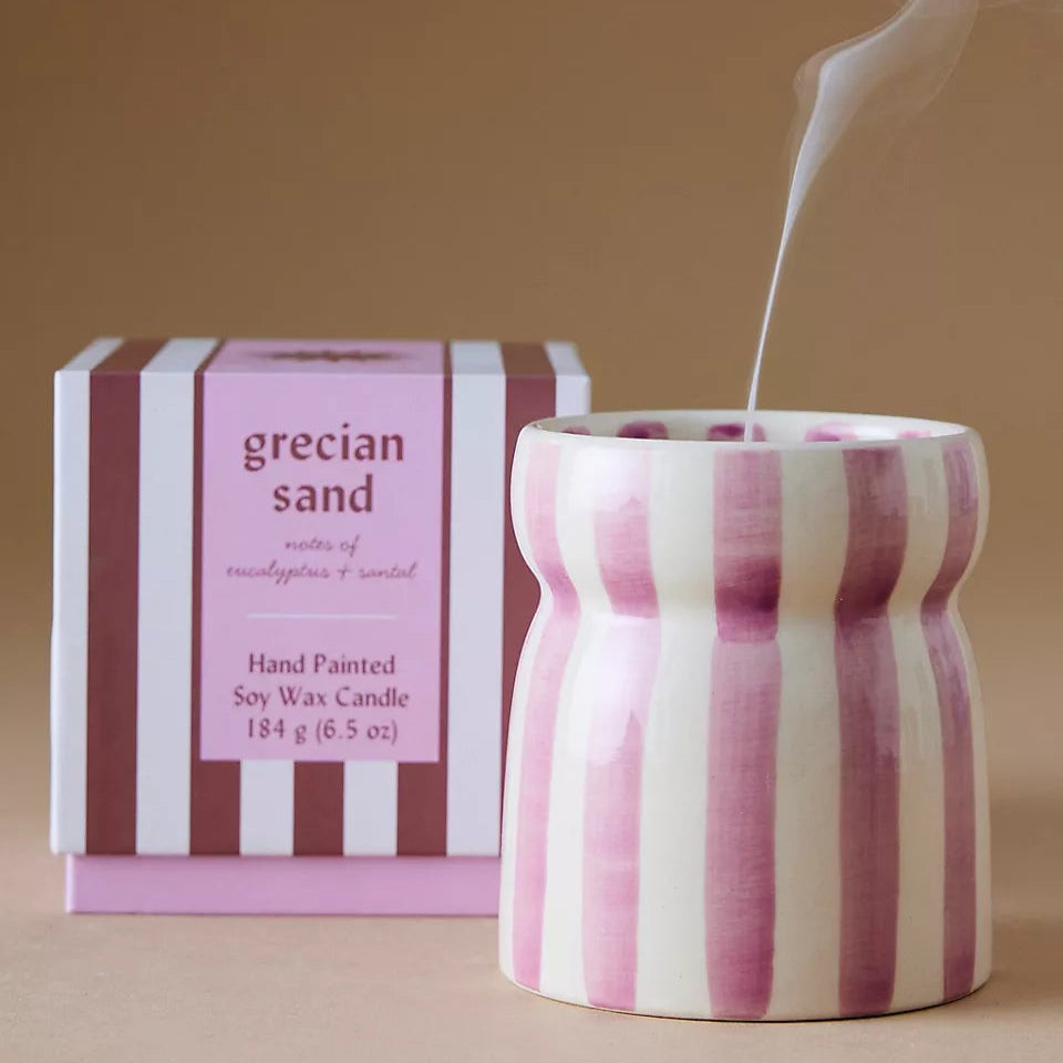 Cabana Lavender Striped Grecian Sand Candle