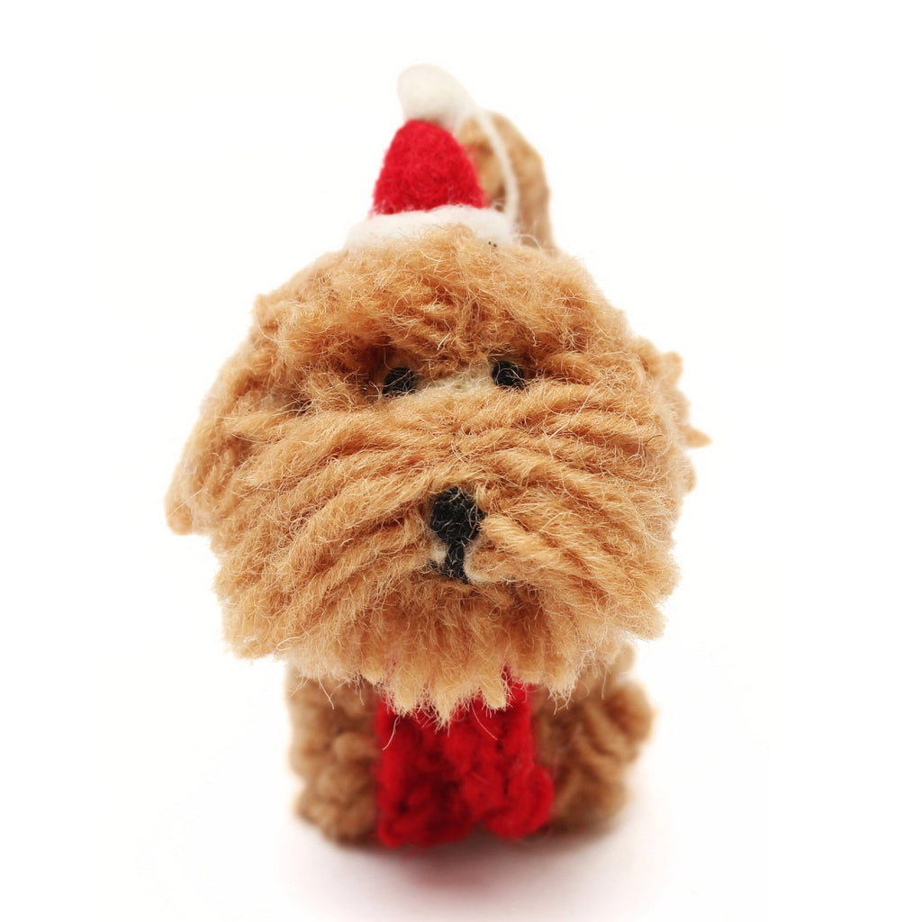 Christmas Cockapoo in Hat & Scarf Hanging Decoration