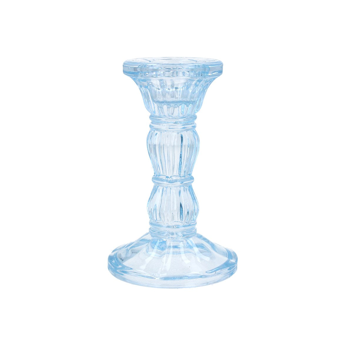 Glass Candlestick - Blue 10cm