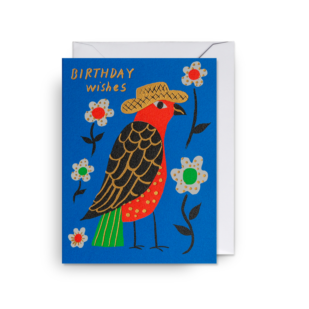 Birthday Wishes Illustrated Bird Mini Card