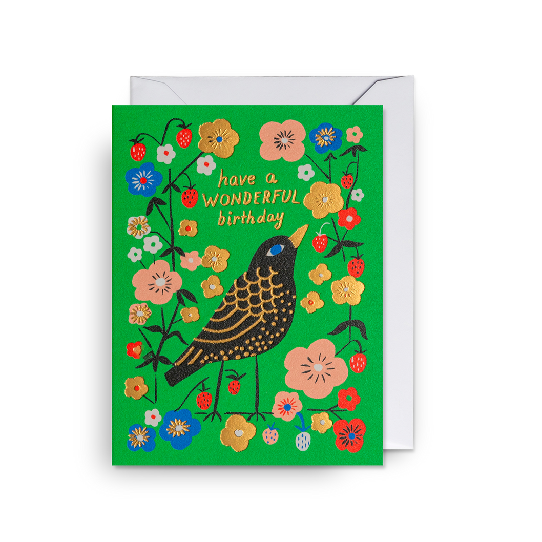 Wonderful Birthday - Blackbird Mini Card