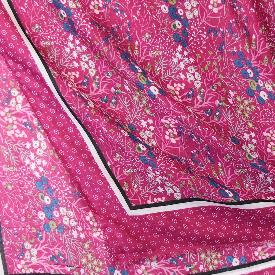 Magenta Mix Floral Scarf with Border