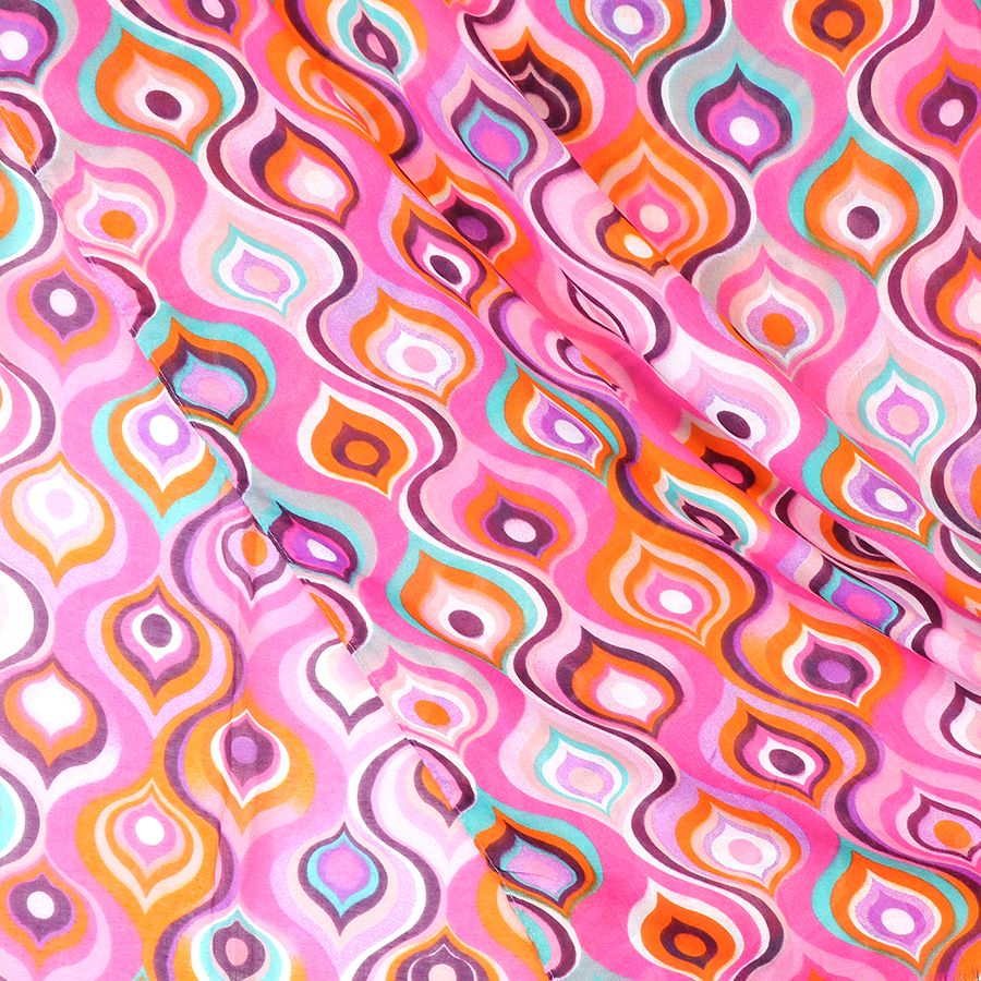 Pink & Orange Mix Retro Wave Print Scarf