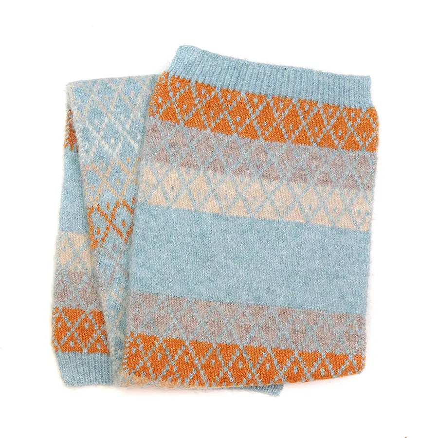 Blue & Rust Diamond Knit Pull Through Scarf