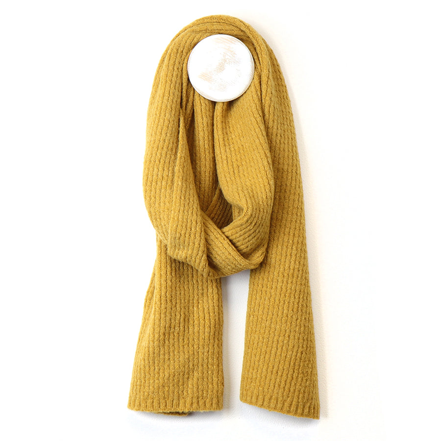 Recycled Blend Mustard Cable Knit Scarf