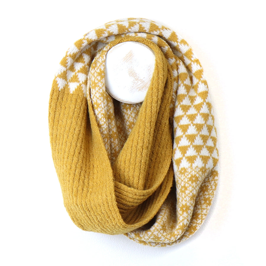 Mustard & White Mixed Knit Scandi Snood