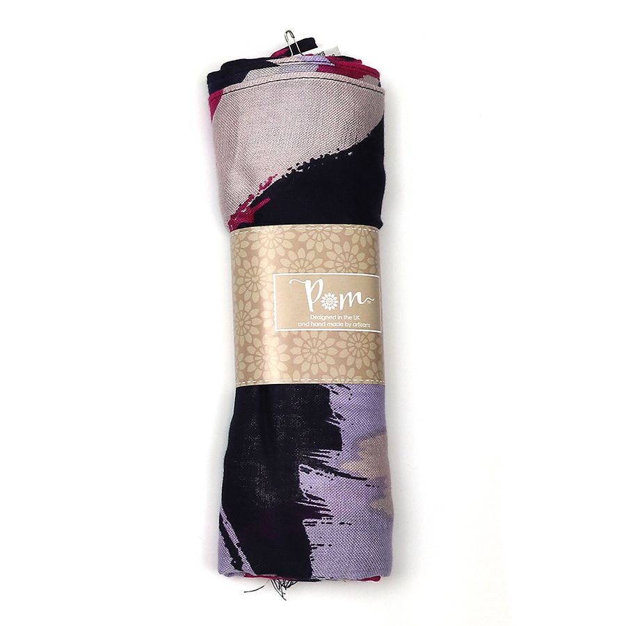 POM - Navy Mix Paint Daubs Print Scarf