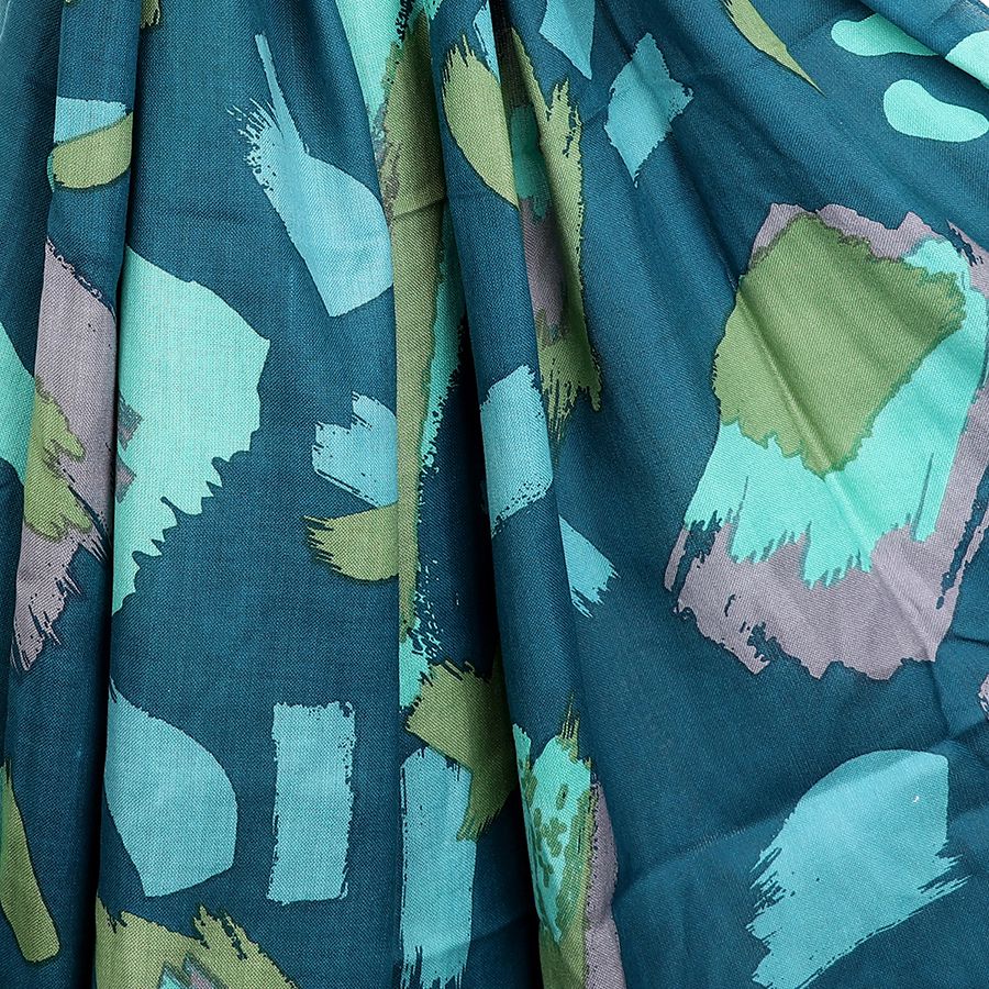 POM - Teal Mix Paint Daubs Print Scarf