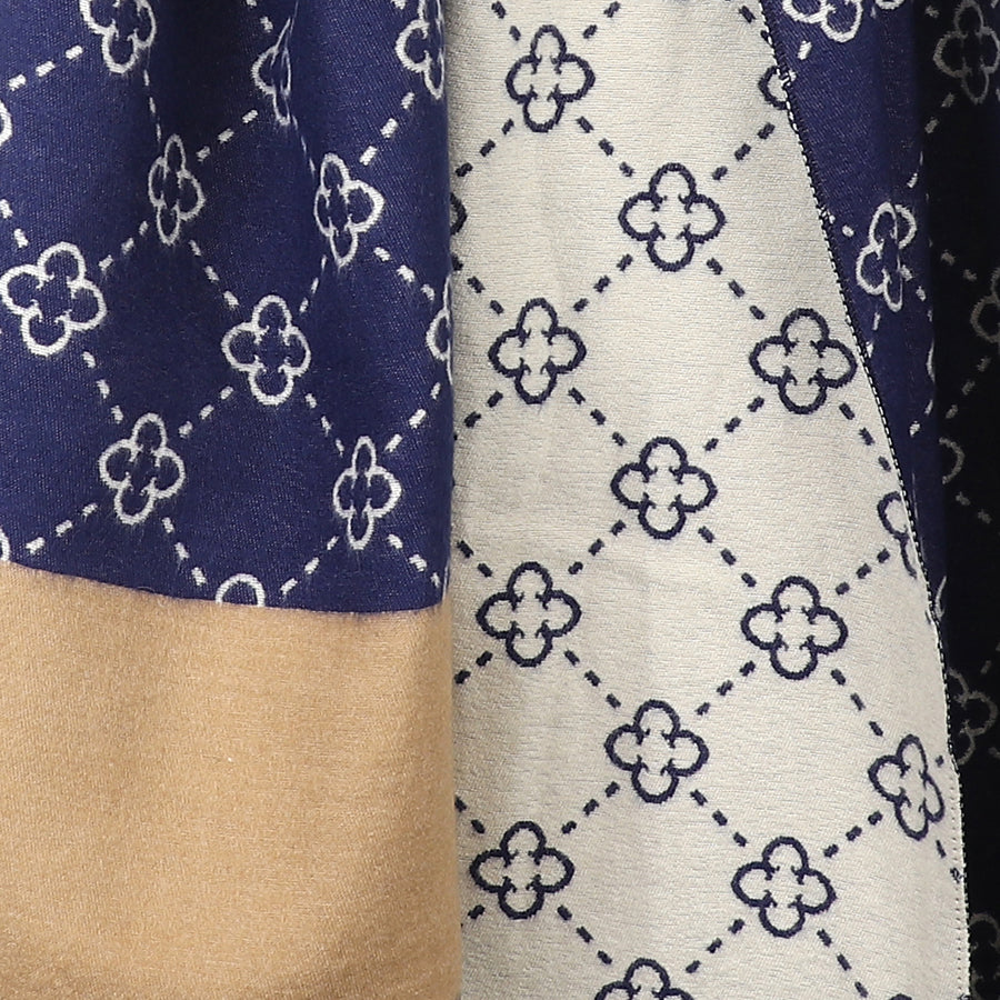 Pom - Navy Mix Quatrefoil Repeat Jacquard Scarf