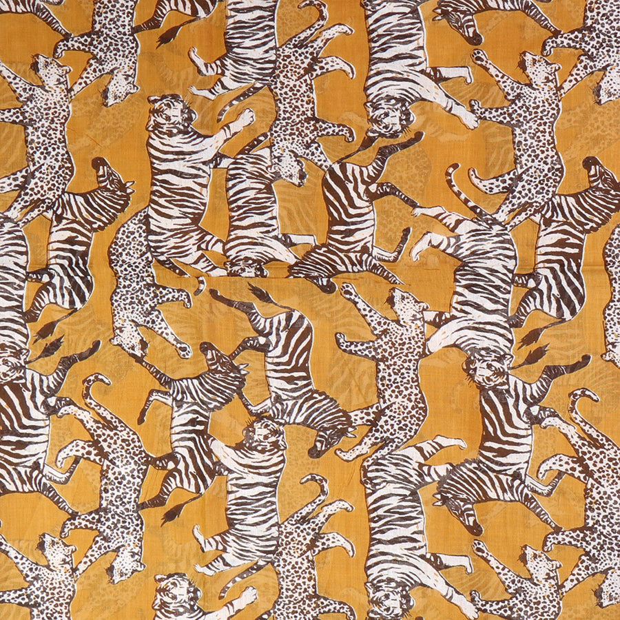 Pom - Mustard Zebra Stripe and Border Cotton Scarf