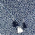 Pom  - Navy Polka Dot Print Organic Cotton Scarf With Tassel Trim