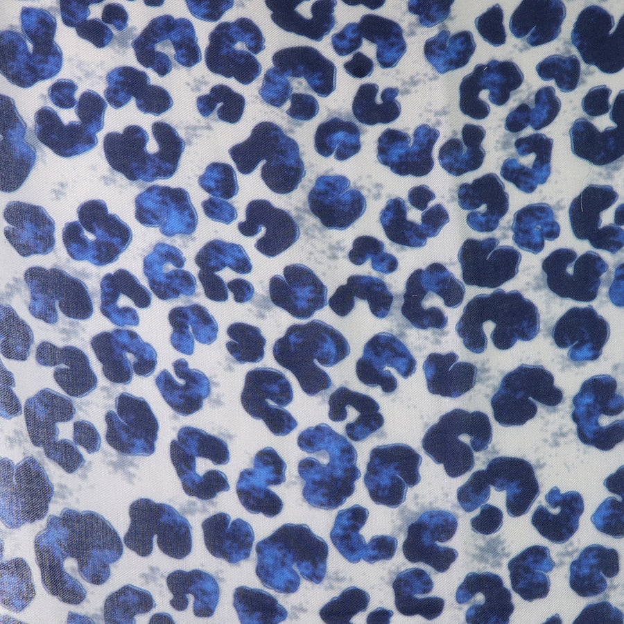 Pom  - Recycled Navy Mix Painted Animal Print Scarf