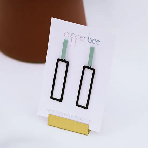 The Accent Collection Rectangle + Line Turquoise Earrings