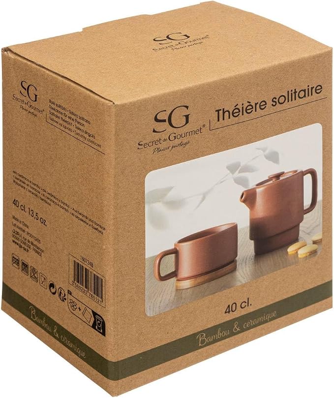Secret de Gourmet Ceramic Teapot with Integrated Removable Cup Pink