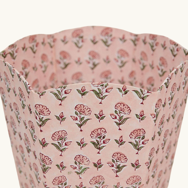 Paper Mirchi - Block Printed Waste Paper Basket - Ditsy Floral Blush