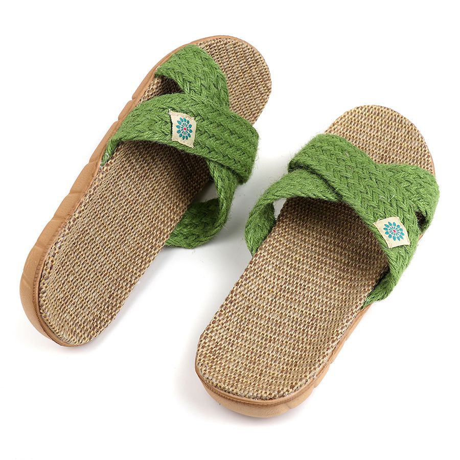 Green Crossover Summer Sliders - Size Large (7-8)